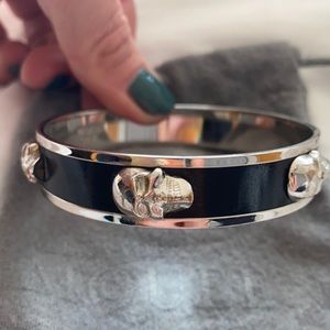 Alexander McQueen Silver 3D Skull Bangle